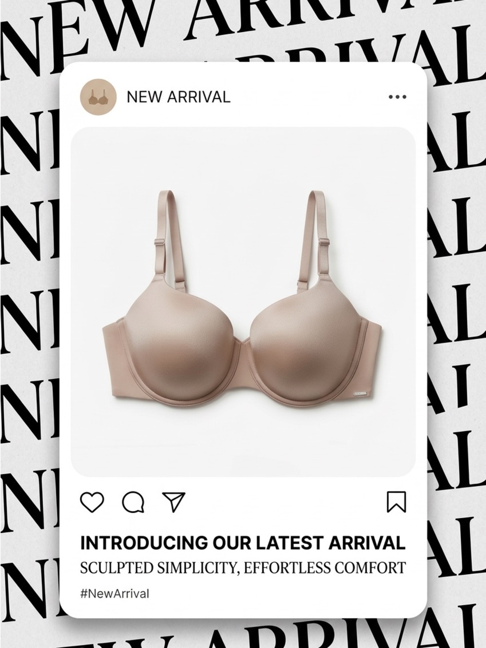 La Vie en Rose 36D Nude Beige T-Shirt Bra Underwire Smooth Cups NWT